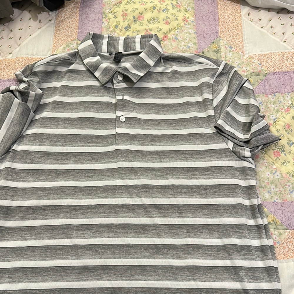 Adidas Golf Gray Striped Men's Polo Shirt
